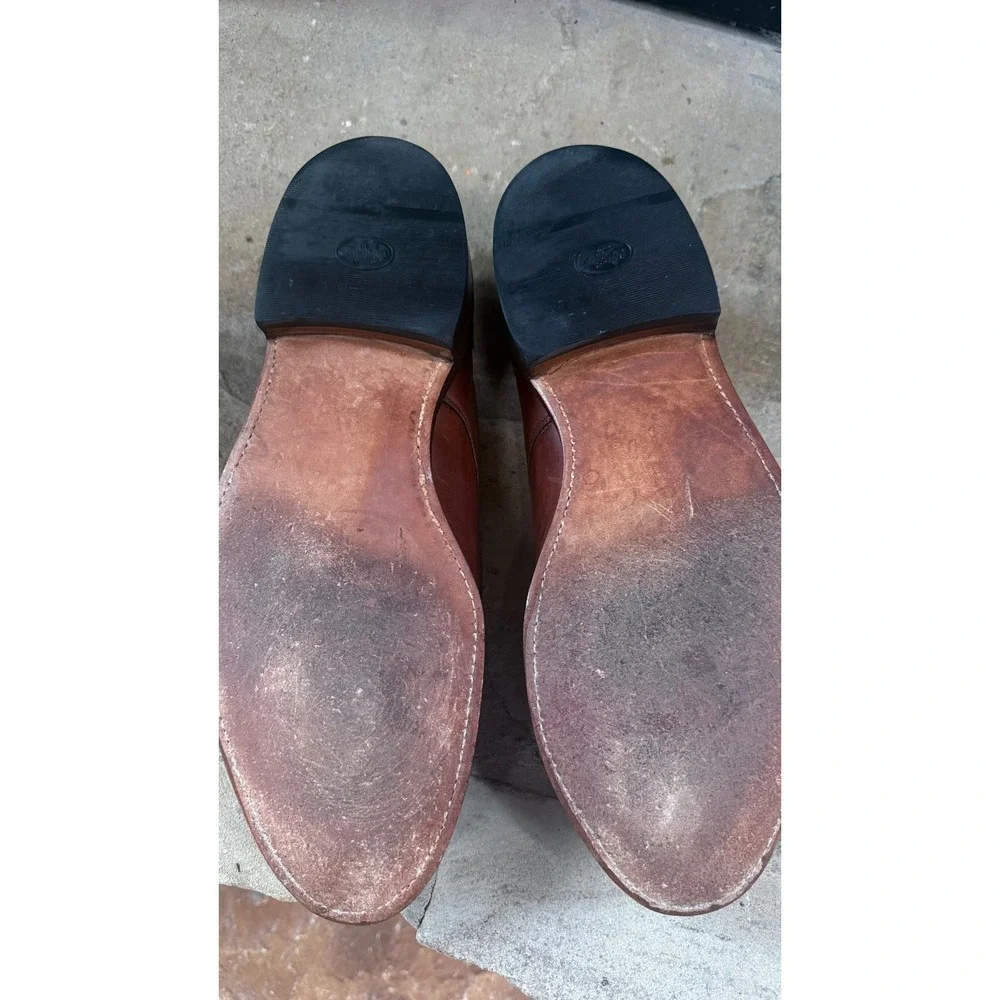 Allen Edmonds Bradley 11 D Brown Leather Split Toe Derby Blucher Shoes USA